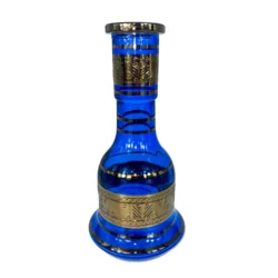 Cyril Gold Egyp Glass Base – Blue and Gold Hookah Base with Luxurious Finish