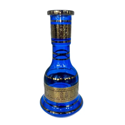 Cyril Gold Egyp Glass Base – Blue and Gold Hookah Base with Luxurious Finish