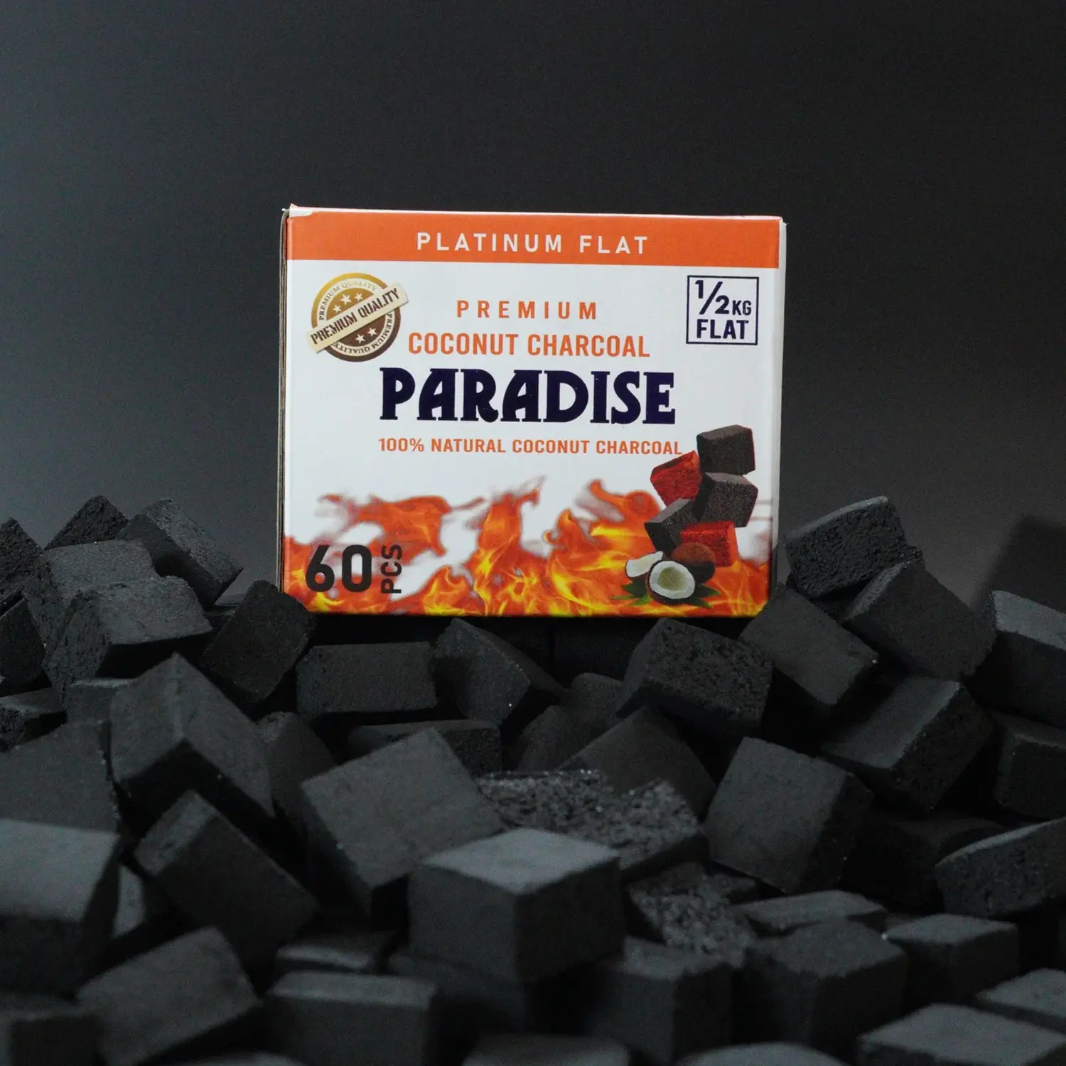 Paradise Coconut Charcoal Flats 1/2 Kg 25x15mm 1 Paradise Coconut Charcoal Flats 1/2 Kg 25x15mm