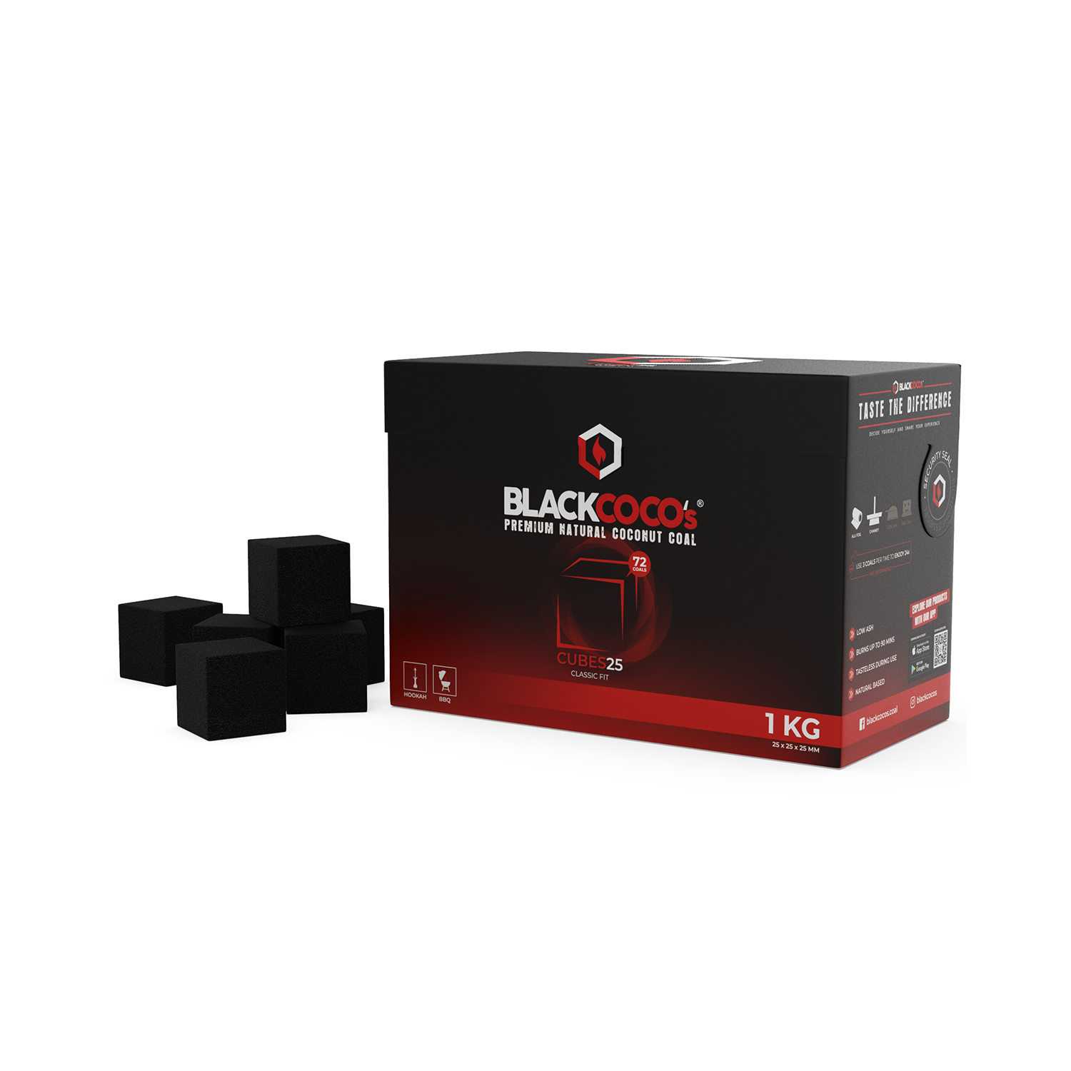 BlackCoco's Charcoal Cube 25 Box 1kg 2 BlackCoco's Charcoal Cube 25 Box 1kg - Image 2