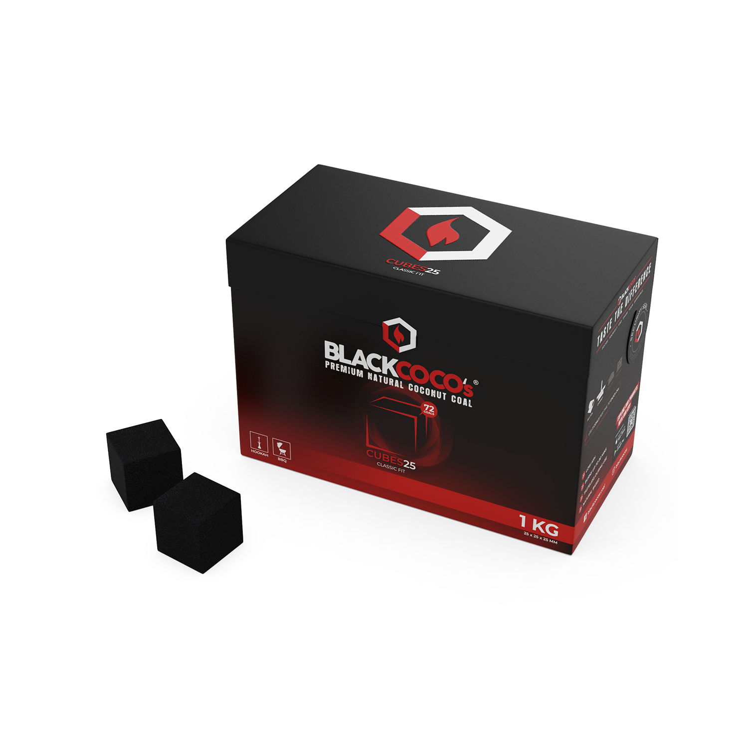 BlackCoco's Charcoal Cube 25 Box 1kg 1 BlackCoco's Charcoal Cube 25 Box 1kg