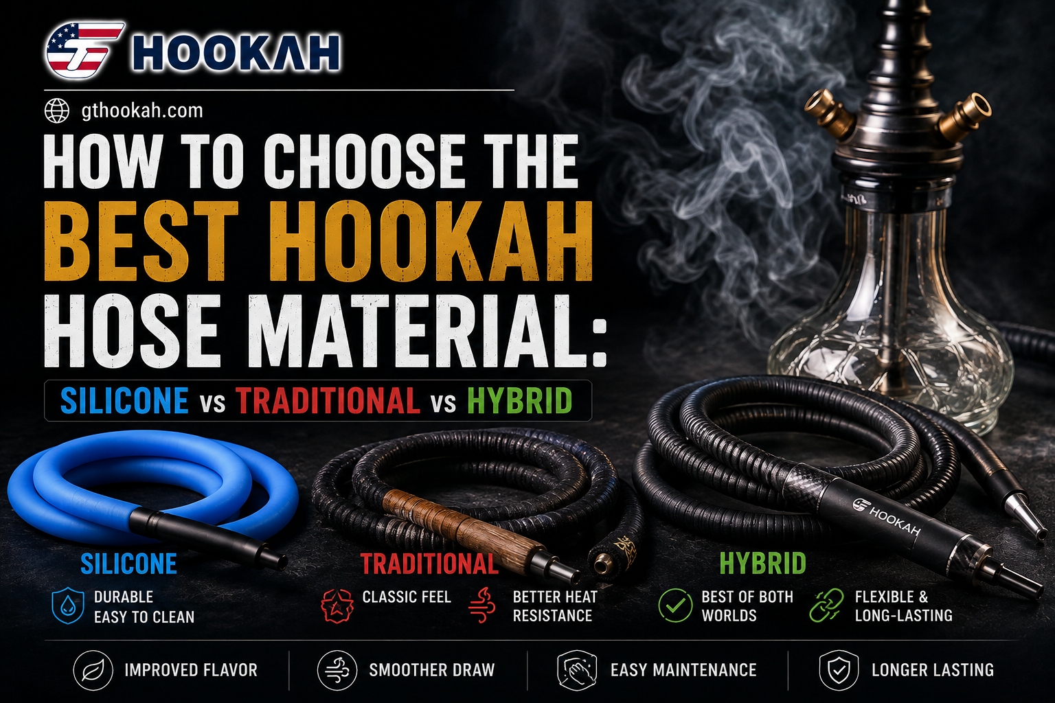 How to Choose the Best Hookah Hose Material: Silicone vs Traditional vs Hybrid